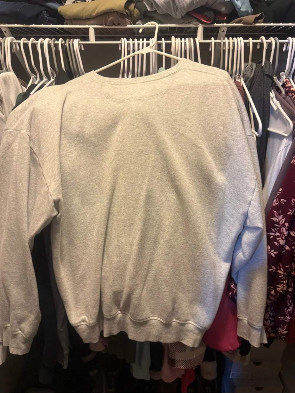 PINK Victoria's Secret Light Gray Embroidered Laurel Crewneck